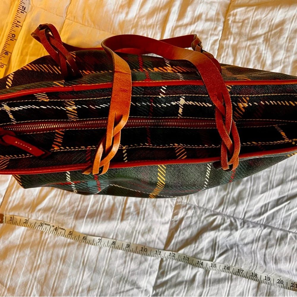 Dooney & Bourke Brown Leather/Plaid Tote Bag - Picture 6 of 9